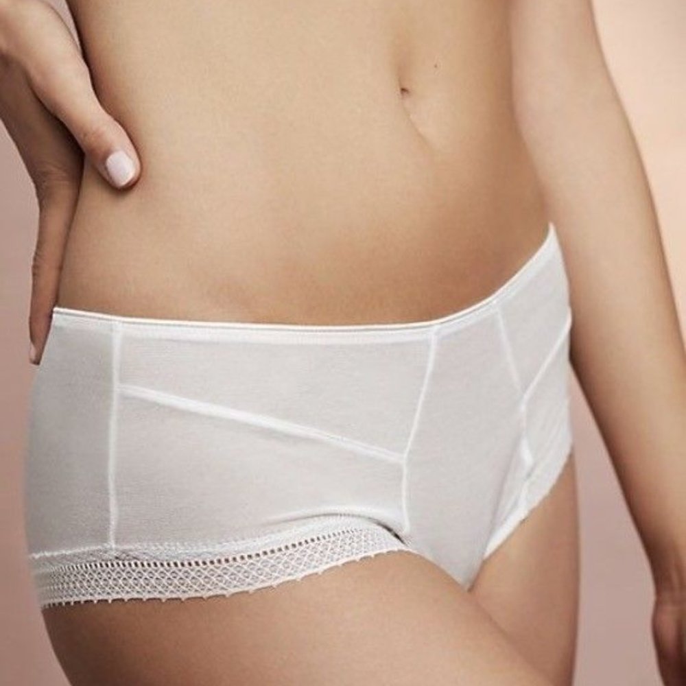 Anthropologie Panties S M SAMANTHA CHANG Hipster JET SET Lace Mesh Ivory NWT